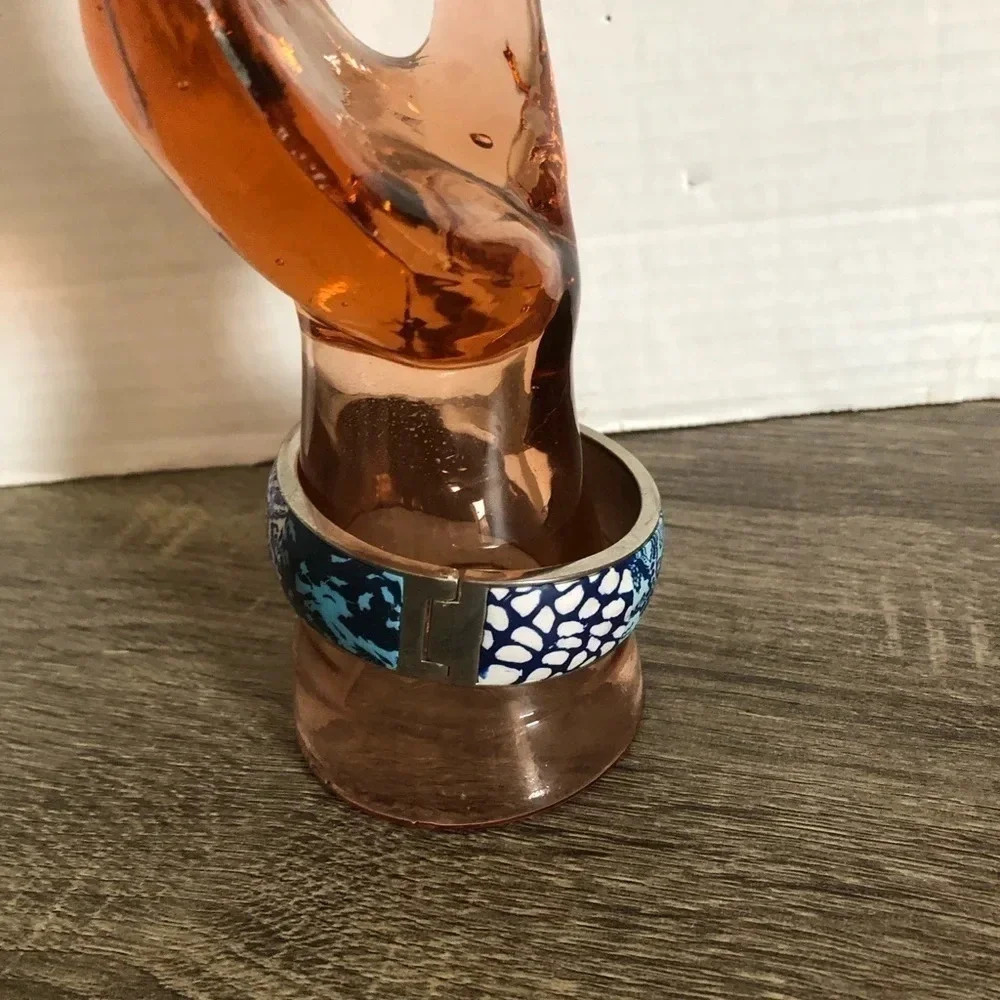Blue Patterned Clay Clamp Bangle - Picture 2 of 9